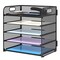 5 Trays Paper Organizer with Handle - Mesh Desk File/Letter Organizer,Black Paper Sorter for Office, Home or School